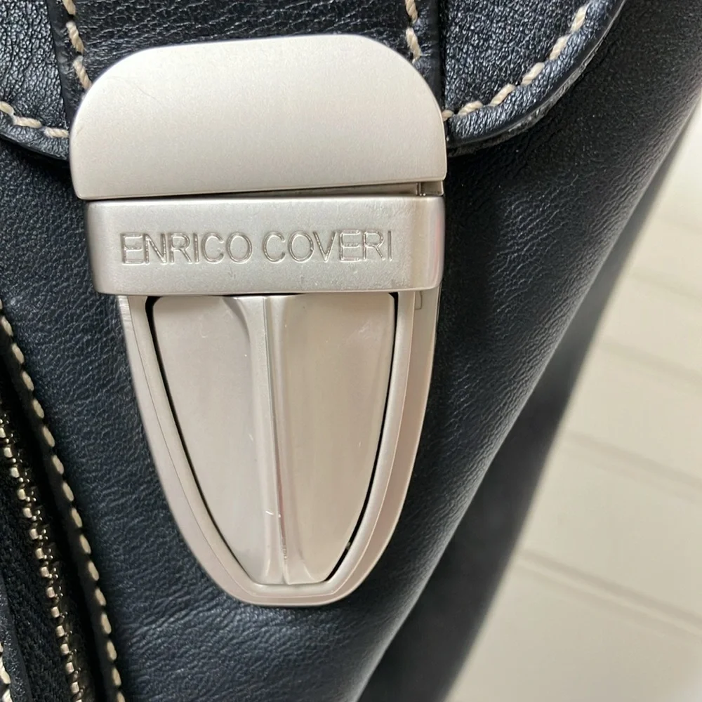 ENRICO COVERI black leather briefcase